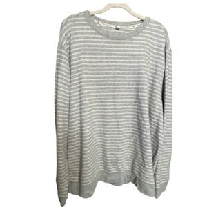 Free Assembly 3X strip long sleeve pullover. Gray and cream